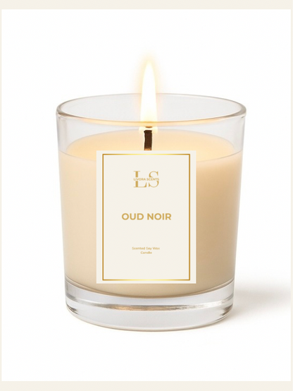 Livora Scents Oud Noir luxury soy candle hand-poured 180g home fragrance Egypt