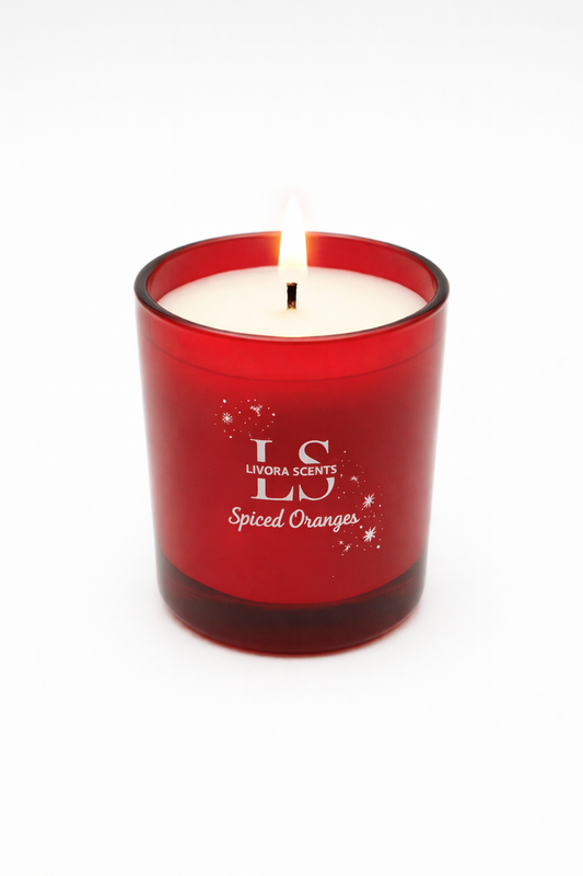 Livora Scents Spiced Oranges luxury soy candle hand-poured 175g home fragrance Egypt