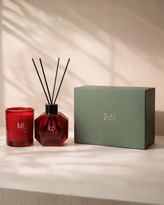 Livora Scents Spiced Oranges 100ml Reed Diffuser and Candle Gift Set luxury home fragrance Egypt